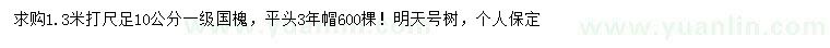 求購1.3米量10公分國槐