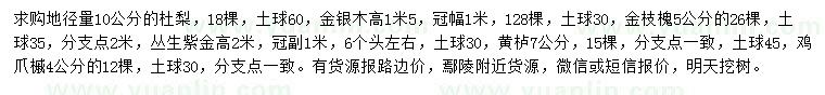 求購(gòu)杜梨、金銀木、金枝槐