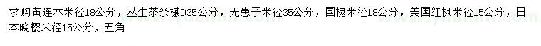 求購黃連木、叢生茶條槭、無患子等