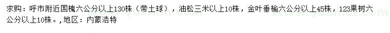 求購(gòu)國(guó)槐、油松、金葉垂榆等