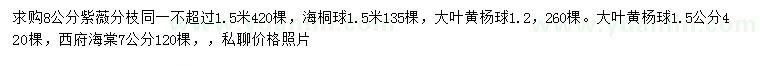 求購(gòu)紫薇、海桐球、大葉黃楊球等