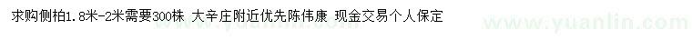 求購1.8-2米側(cè)柏