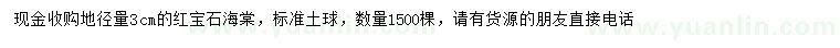 求購(gòu)地徑3公分紅寶石海棠