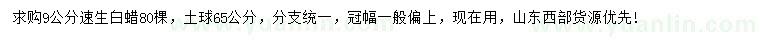 求購9公分速生白蠟