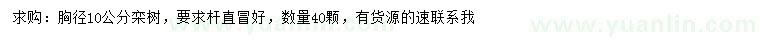 求購胸徑10公分欒樹