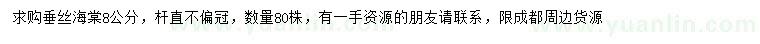 求購8公分垂絲海棠