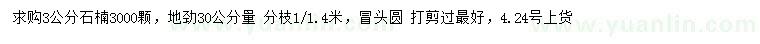 求購30量3公分石楠