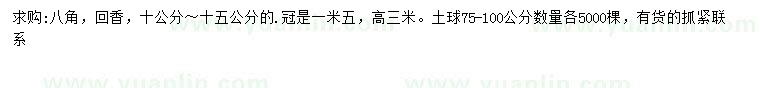 求購10-10公分八角、回香