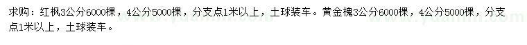 求購(gòu)3、4公分紅楓、3公分黃金槐