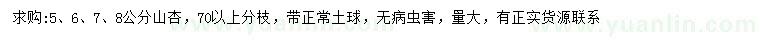 求購5、6、7、8公分山杏
