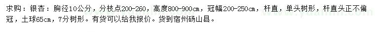 求購胸徑10公分銀杏