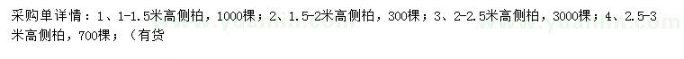 求購高1-1.5、1.5-2、2-2.5、2.5-3米側(cè)柏
