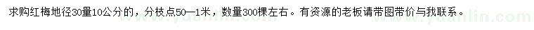 求購30量10公分紅梅
