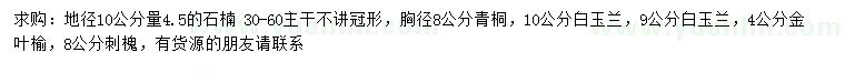 求購石楠、青桐、白玉蘭等