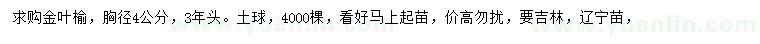 求購胸徑4公分金葉榆