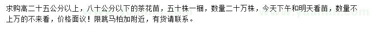 求購求購高25公分以上80公分以下茶花苗