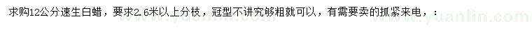 求購(gòu)12公分速生白蠟