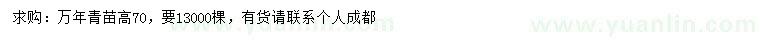 求購高70公分萬年青