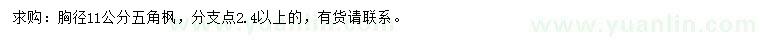 求購胸徑11公分五角楓