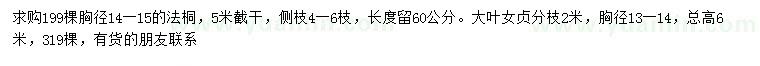 求購(gòu)胸徑14-15公分法桐、胸徑13-14公分大葉女貞
