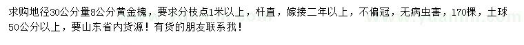 求購30量8公分黃金槐