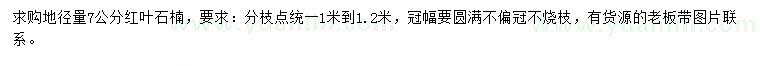 求購地徑7公分紅葉石楠