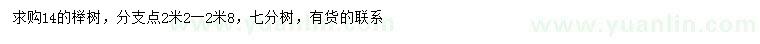 求購14公分櫸樹