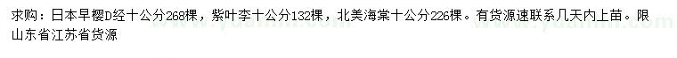 求購(gòu)日本早櫻、紫葉李、北美海棠