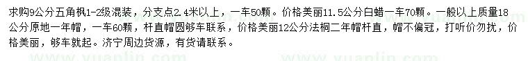 求購五角楓、白蠟、法桐