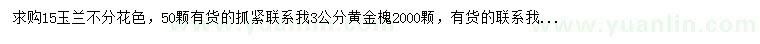 求購玉蘭、3公分黃金槐