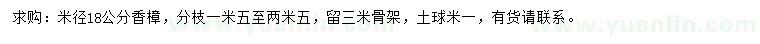 求購米徑18公分香樟