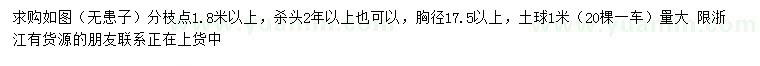 求購胸徑17.5公分以上無患子