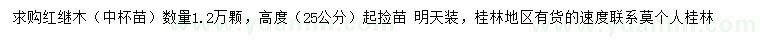 求購(gòu)高25公分紅繼木