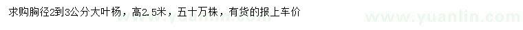 求購胸徑2-3公分大葉楊