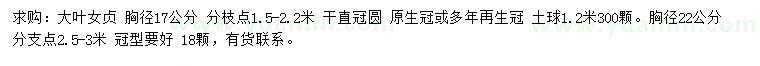 求購胸徑17、22公分大葉女貞