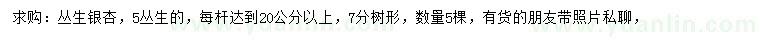 求購每桿達到20公分以上叢生銀杏