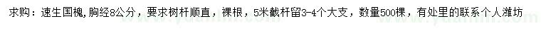 求購胸徑8公分速生國槐