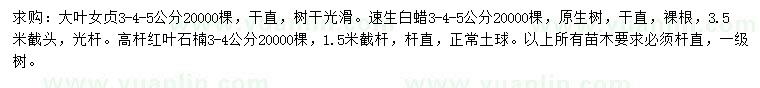 求購大葉女貞、速生白蠟、紅葉石楠