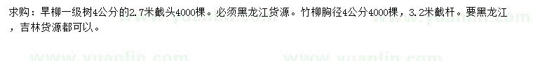 求購4公分旱柳、胸徑4公分竹柳