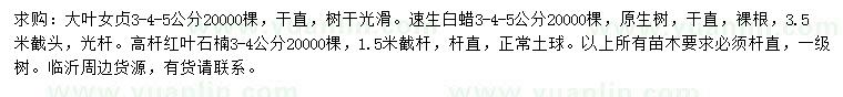 求購大葉女貞、白蠟、紅葉石楠