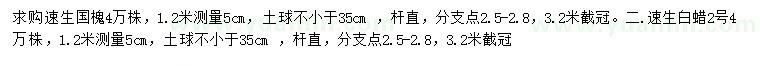 求購(gòu)1.2米量5公分速生國(guó)槐、速生白蠟