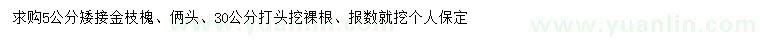 求購(gòu)5公分金枝槐