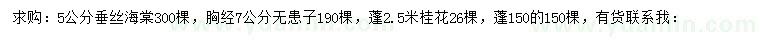 求購(gòu)垂絲海棠、無患子、桂花