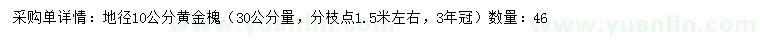 求購地徑10公分黃金槐