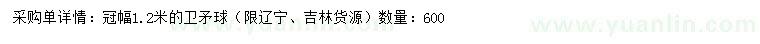 求購冠幅1.2米衛(wèi)矛球