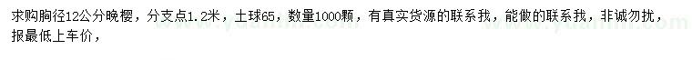 求購胸徑12公分晚櫻
