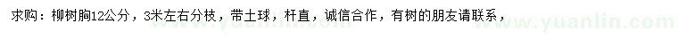 求購胸徑12公分柳樹