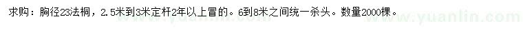 求購胸徑23公分法桐