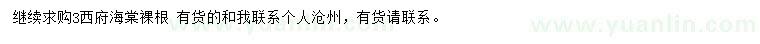 求購西府海棠