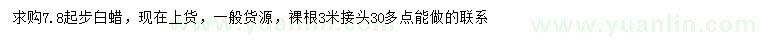 求購7.8公分以上白蠟